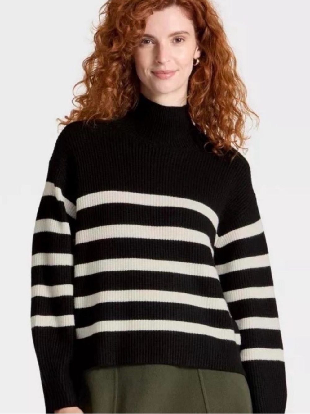 NWT Women’s A New Day Black/White Striped Mock-Neck Women's Sweater 2x Fall